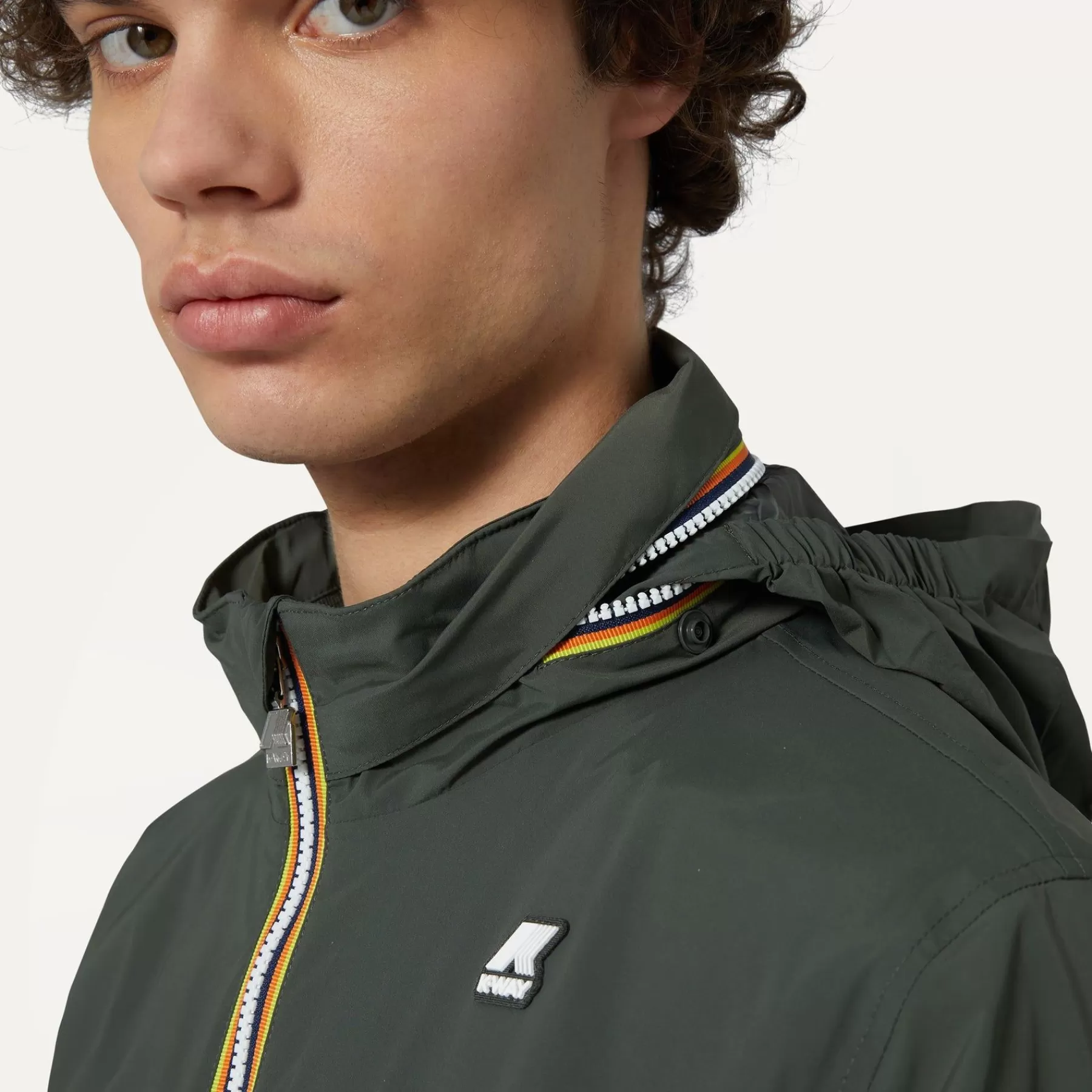 Man K-WAY Amaurystretch Nylon Jerseygroen Zwartachtig