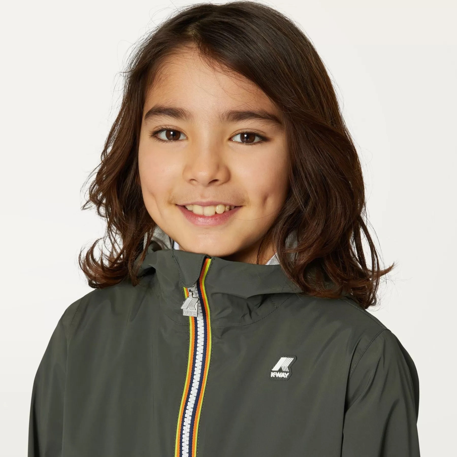 Kinderen K-WAY P. Jack Stretch Nylon Jerseygroen Zwartachtig